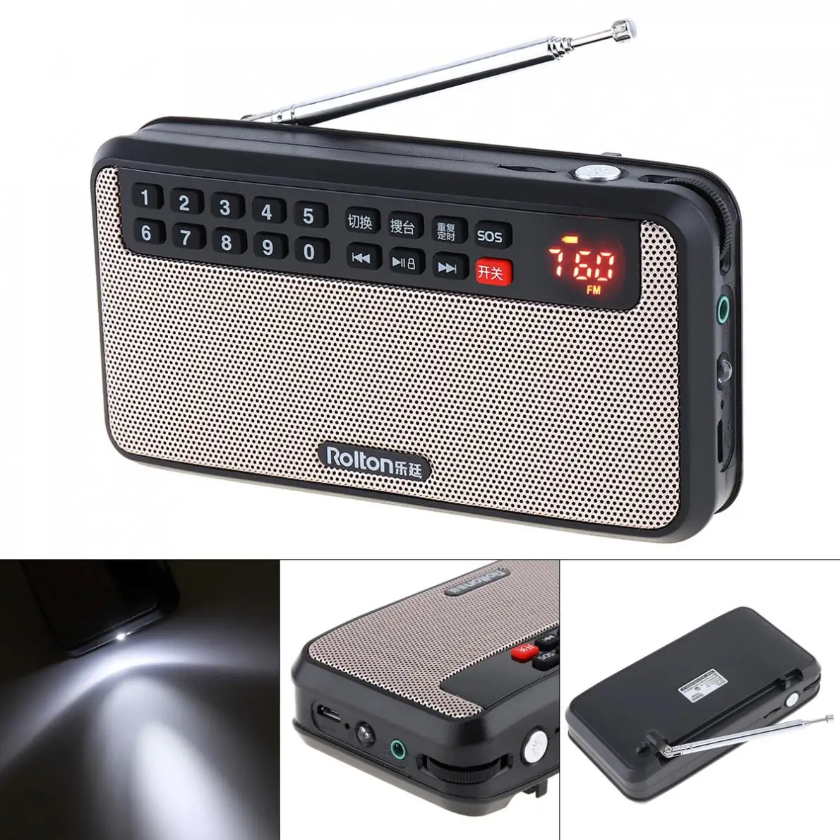 Rolton T60 Портативный USB fm-радио динамик со светодиодный сабвуфером MP3 музыкальный плеер/фонарь, лампа/Проверка денег для дома/улицы