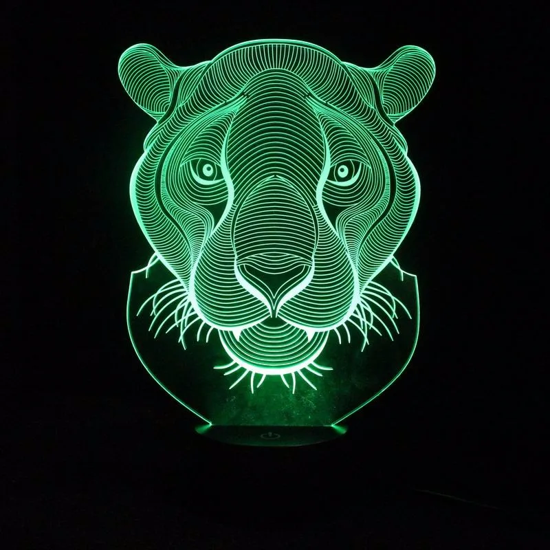 Tiger 3D Lamp 7 Color RGB LED Night Lamps USB Table