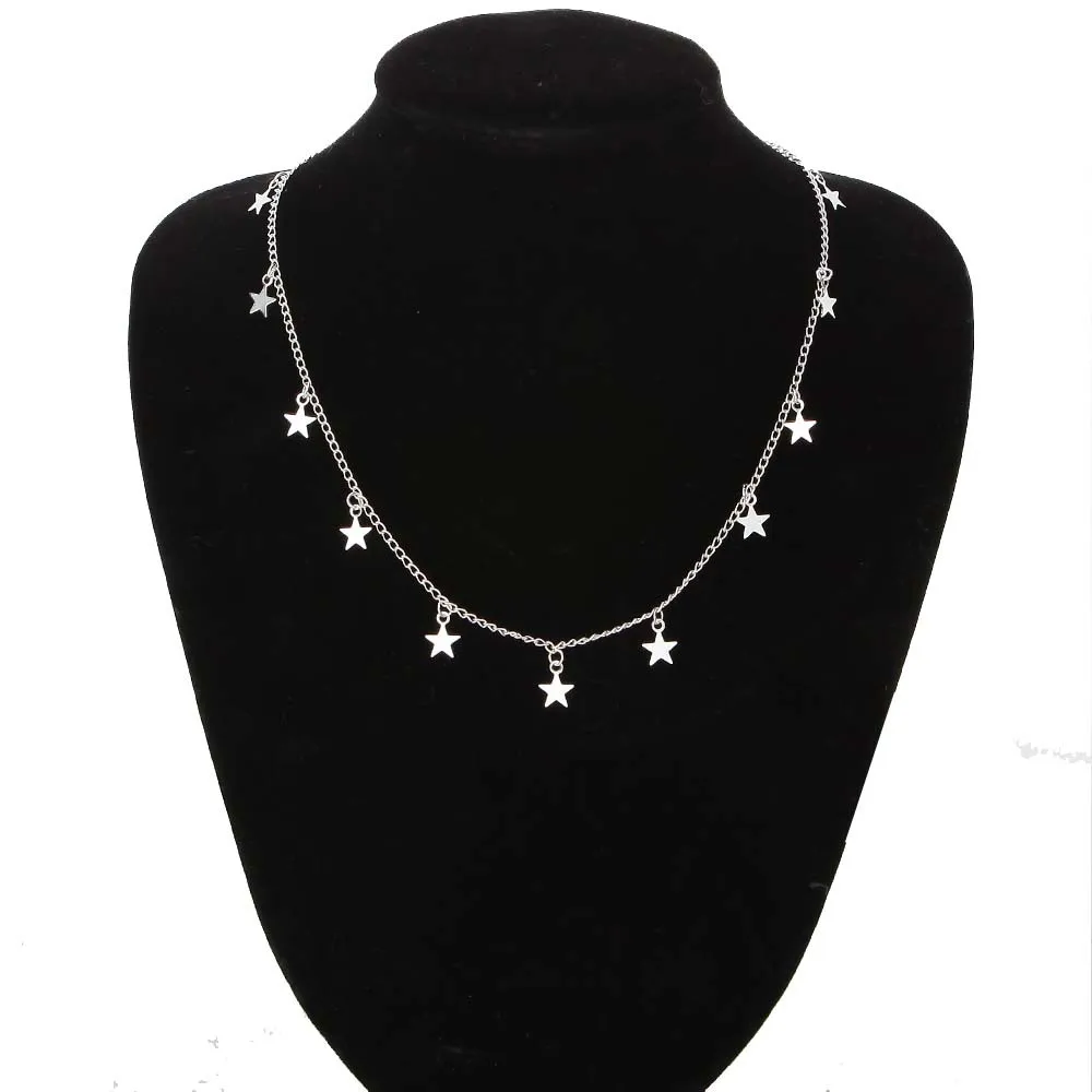 

New fashion simple female alloy necklace personalized five-pointed star pendant necklace Boho Bijoux Necklace Women