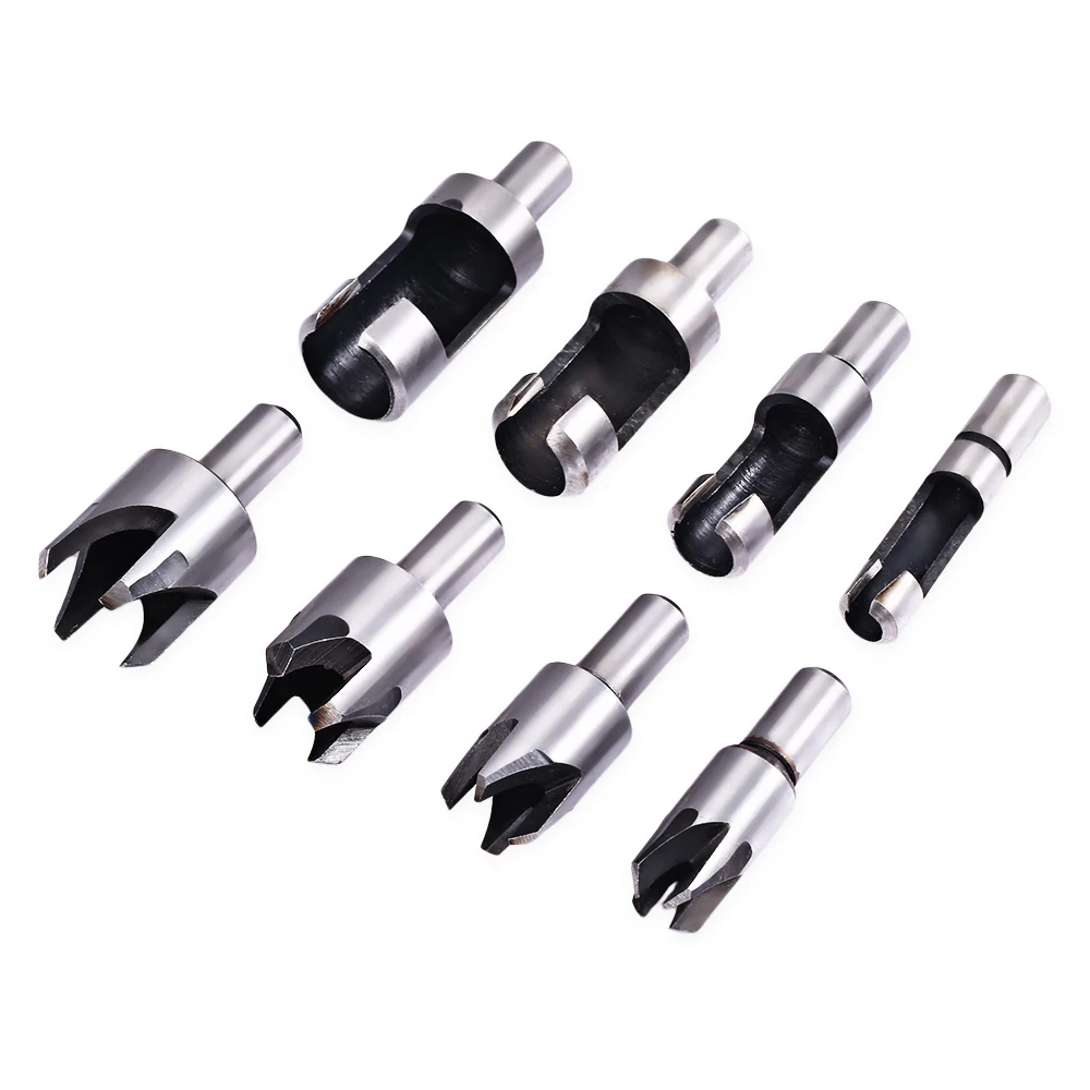 8pcs Wood Plug Cork Drill Bit Straight And Tapered Cutter 4 Standard