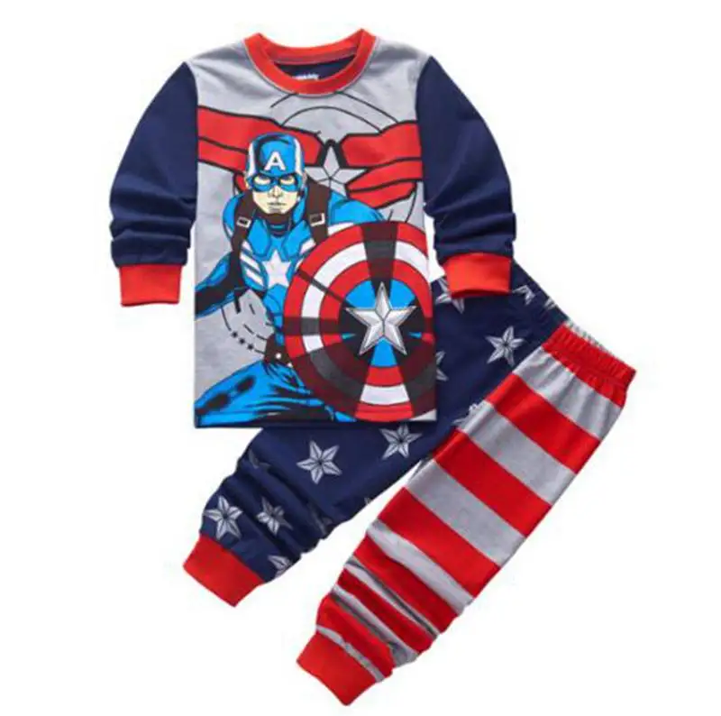 Комплект одежды для мальчиков и девочек, детская пижама для малышей Одежда «Супергерои», пижама, пижама, детская одежда для сна с супер героем