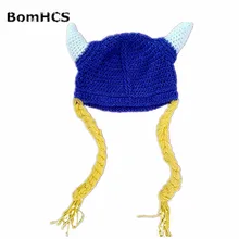 BomHCS забавные шапка с рогами оплетка парики вязаная шапка ручной работы зимние толстые Кепки подарок