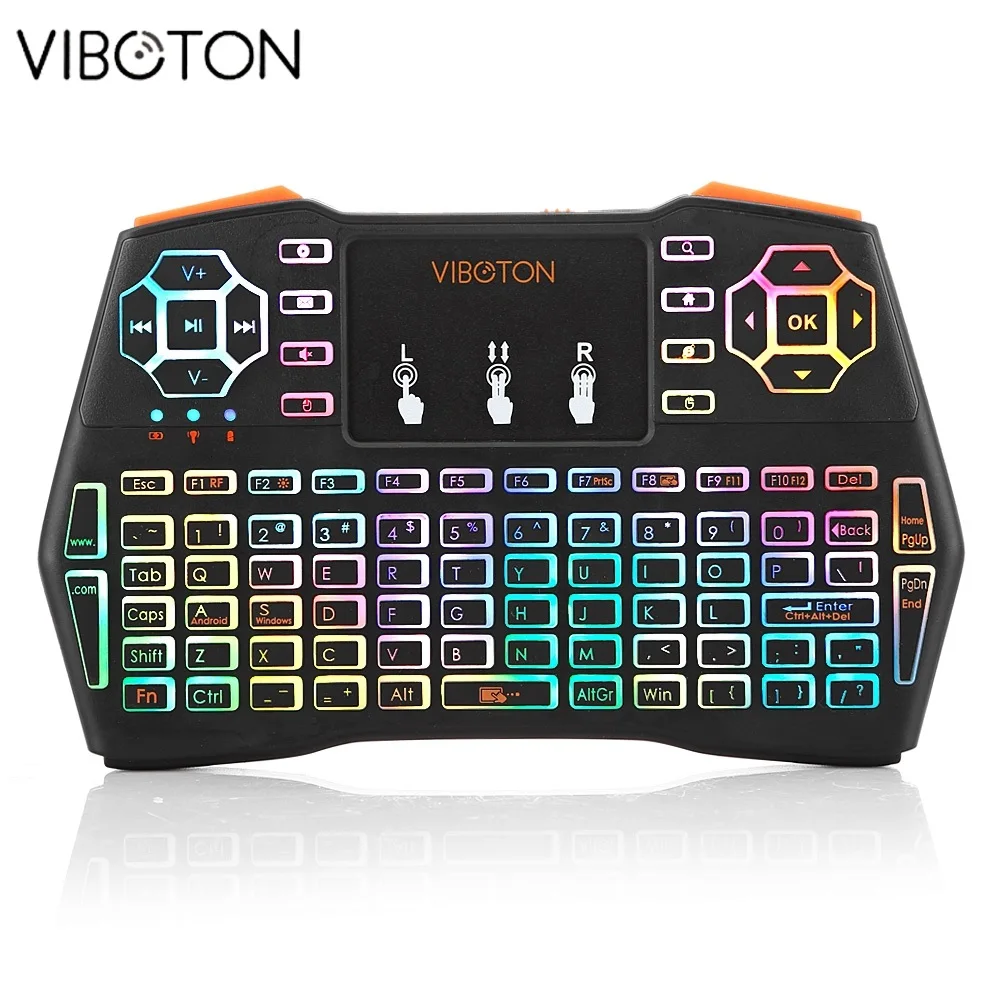 

VIBOTON I8 Plus Mini 2.4G Wireless Backlight Keyboard Backlit Handheld Air Mouse Gamer Remote Control For TV Box Russian Spanish