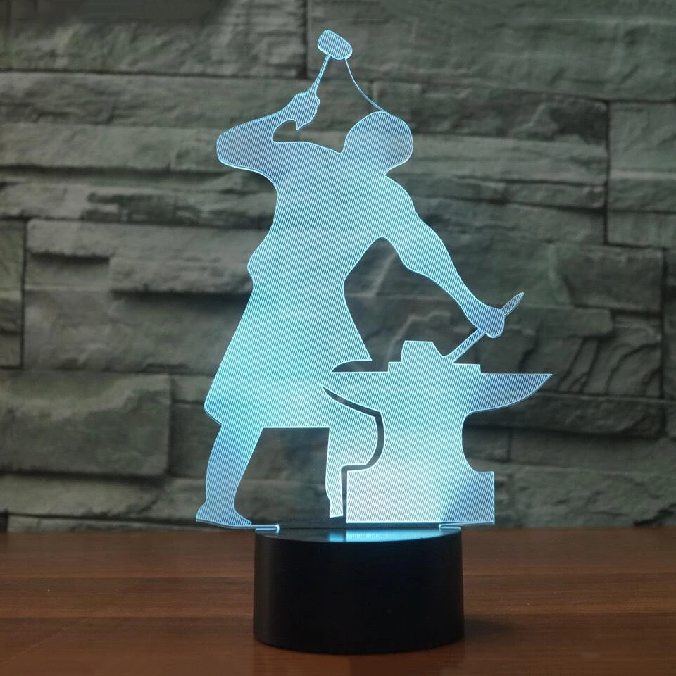 

7 Colors Changing Touch Button 3D Night Light LED Blacksmith Moulding Table Lamp Home Decor Kids Xmas Gifts Sleep Light Fixture