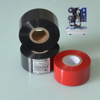 

Black Width 30mm length 120m lot printer batch coding hot ribbon for packing bags