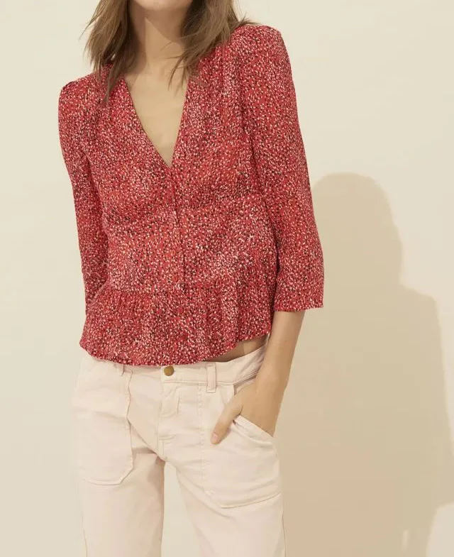 

Women Shirt Three Quarter Sleeve Floral Shirt (without label)