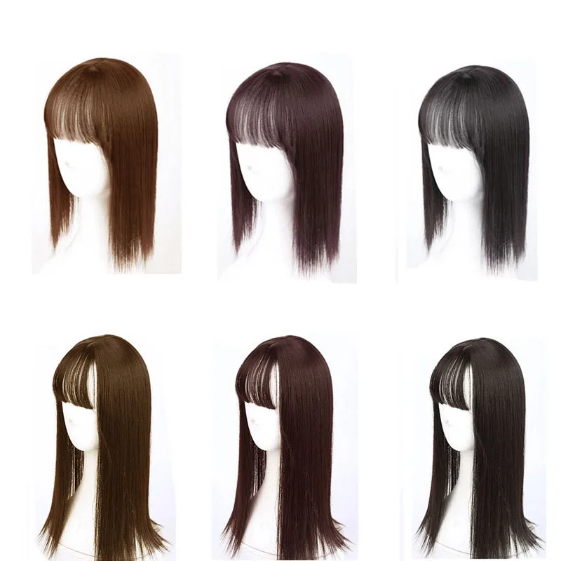 BUQI 14 дюймов Синтетические Натуральные Цветные заколки для волос в парике прямые волосы короткая челка заколки для женщин