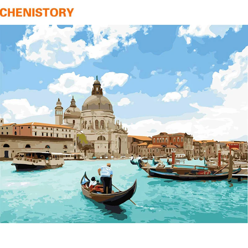 

CHENISTORY Frameless Venice DIY Painting By Numbers Landscape Painting & Calligraphy Modern Wall Art Picture Home Decor 40x50cm