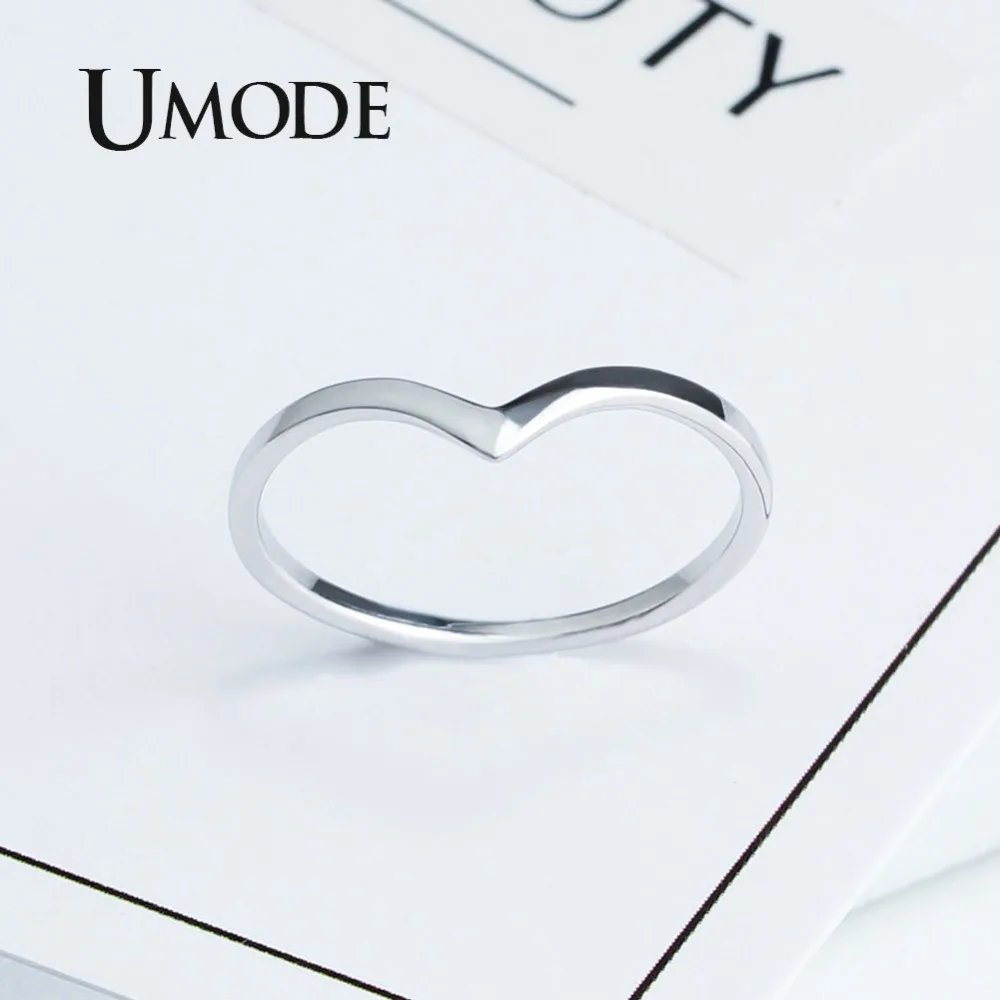UMODE обручальные простые волнистые V образные кольца 925 пробы серебряные для
