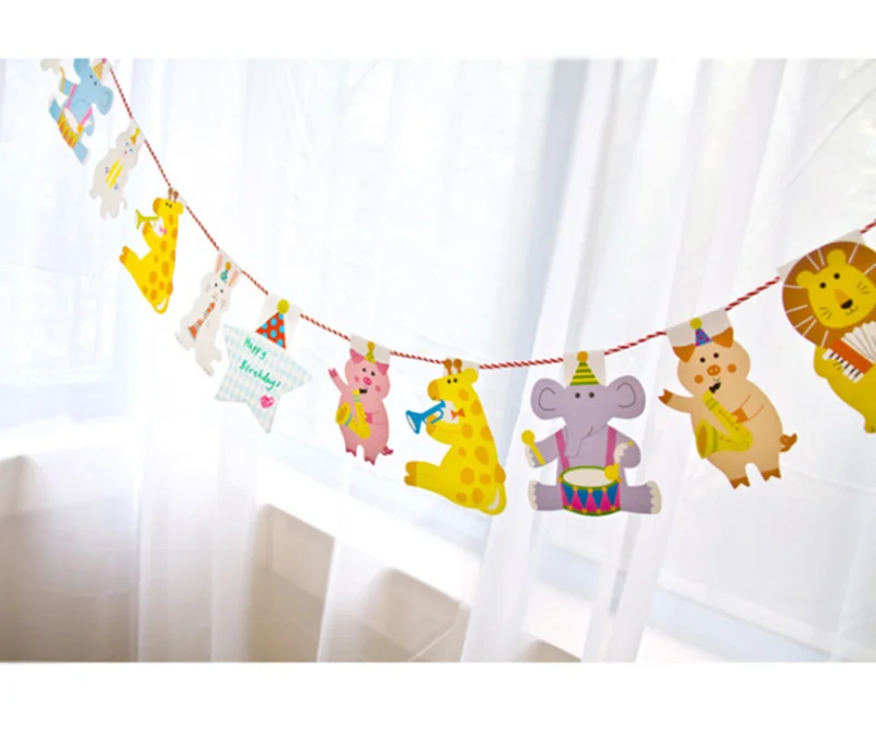 15Pcs/lot 2M Cartoon Animal Paper Flags Banner Decor Baby Room Decoration Bedding Bumpers Kids Party Flags Kids Girls Room Decro 15Pcs/lot 2M Cartoon Animal Paper Flags Banner Decor Baby Room Decoration Bedding Bumpers Kids Party Flags Kids Girls Room Decro