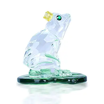 

H&D Small Crystal Frog Paperweight Collection on Lotus Leaf figurines Animal Collectible Gift Craft Table Centerpiece Ornament