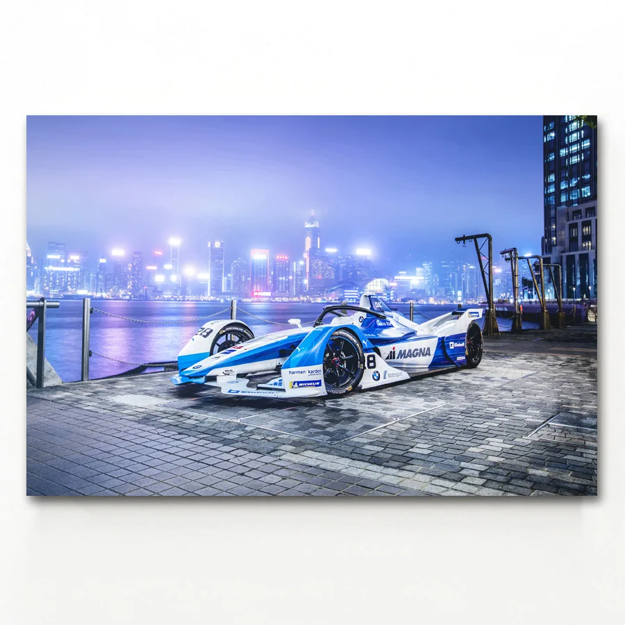 

B M W iFE.18 Cityscape Formula 1 Race Car Picture Posters and Prints Canvas Art Paintings For Room Decor