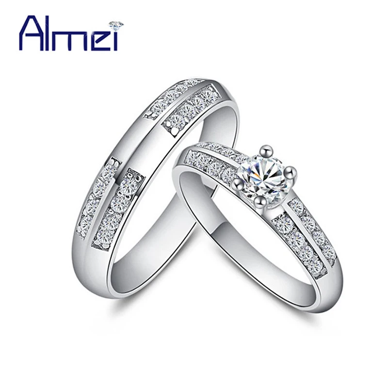 

49% off Alibaba-Express Vintage Couple Rings Silver Color Women Fianit Jewelry Men Pair Ring Lovers Wedding Bague Anillos J511