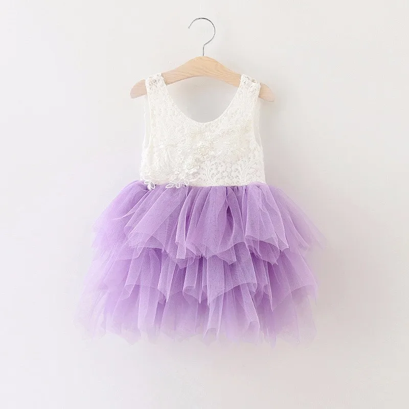 2017 Fall Girl's Puffy Dresses Kids Princess Lace Dress New Year