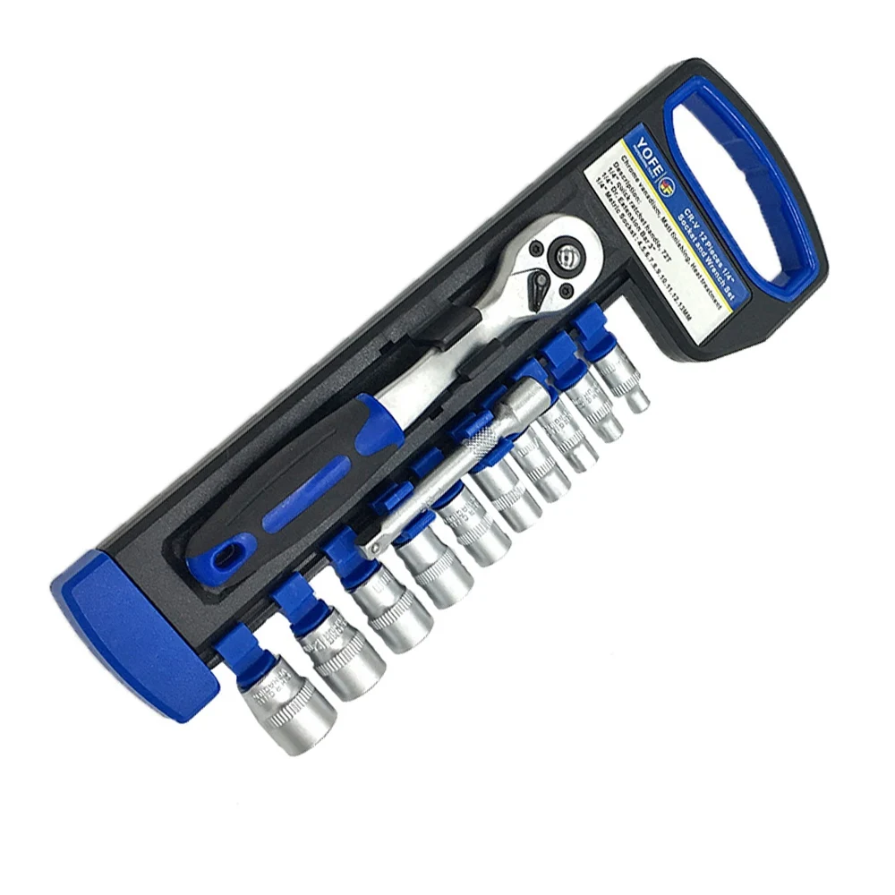 12 pieces 1/4" 4 14mm Socket Wrench head metric socket set kit bolt