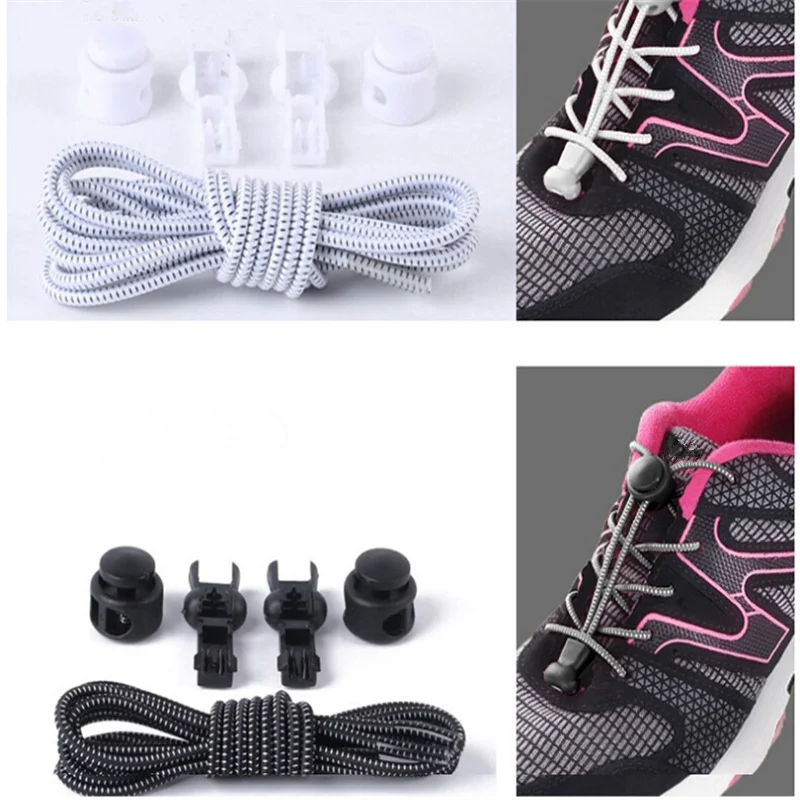 1 пара шнурков Unsiex без галстука с закругленными шнурками эластичные шнурки Sneaks шнурки для мальчиков и девочек, оптовая продажа