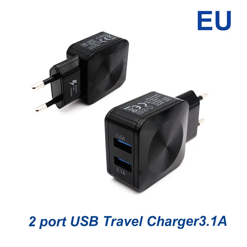 

2 Ports USB Charger 5V 3.1A totally EU/US Plug Standard Mobile Phone Universal USB Travel Wall Charger for iPhone Samsung Xiaomi