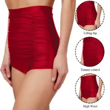 Женское бикини большого размера, Нижнее Бикини шорты Танкини, спортивные трусы с высокой талией, купальный костюм, пляжные плавки