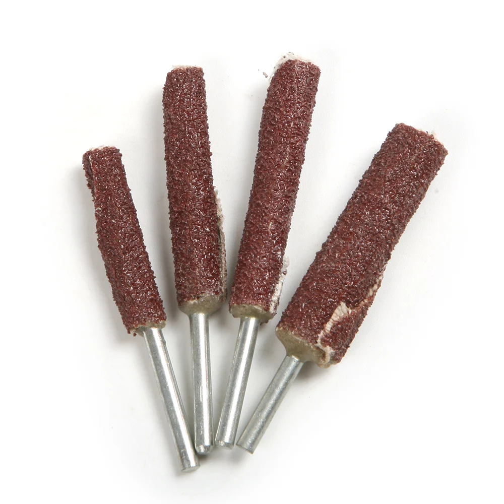 High Quality 4Pcs/Set 3mm Shank Cylinder Sanding Paper Sticks Stainless