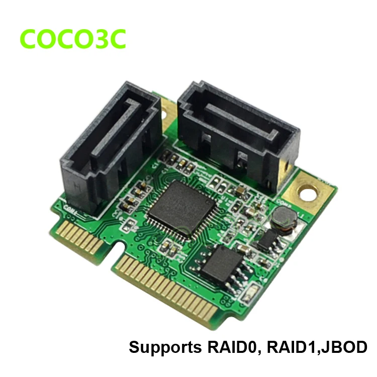 RAID 2 порта SATA 3,0 мини PCIe контроллер карты для mini ITX mpcie в Dual SATA III 6 ГБ конвертер+ RAID0 RAID1 JOBD кронштейн