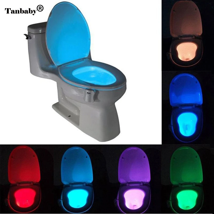 

Smart PIR Motion Sensor Toilet Seat Night Light LED Toilet light Detection 8 Colors Nightlight Waterproof Backlight Lamp