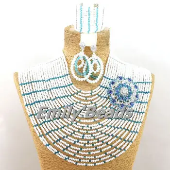 

Exclusive African Wedding Nigerian Crystal Beads Indian Bridal Jewelry Set Women Costume Jewelry Set Free Shipping AEJ840