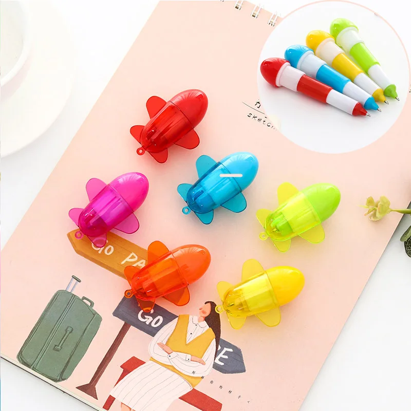 

Retractable Ballpoint Pen Cute Airplane Model Ball Pen for Writing 0.5mm Blue Ink Kawaii Stationery Promotional Gifts School