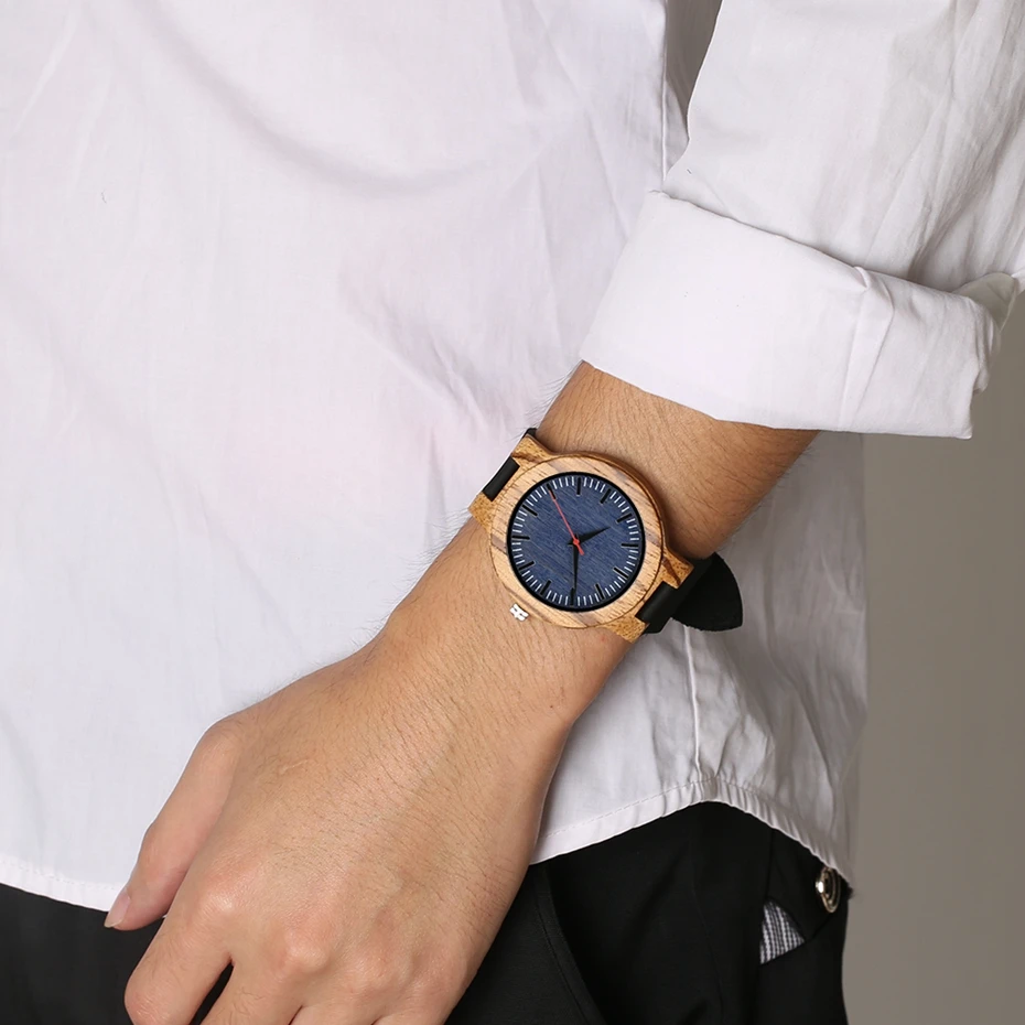 Retro Wood Watch Men Unique Navy Dial Bamboo Watches Black Leather Military Sports Clock Male Quartz Wrist Watch Reloj Hombre 2018 2019 (10)