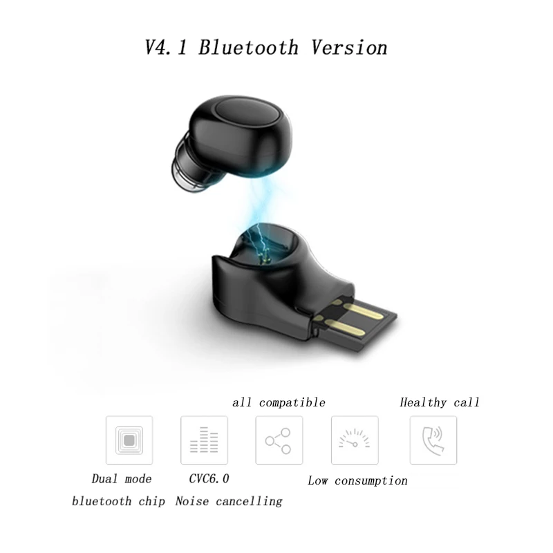 Невидимая Беспроводная Bluetooth гарнитура с USB магнитной зарядкой наушники для iPhone