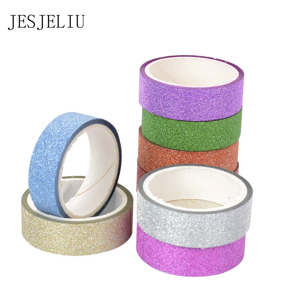 

1pcs 5m Kawaii Glitter Matte Tape 8 Colors Book Decor Washi Tape Scrapbooking Card Adhesive Paper Sticker DIY Craft Gift