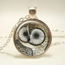 Тибетское стекло кабошон кулон ожерелье цепочка Ювелирные изделия для женщин 1 шт Горячее винтажное милое длинное массивное ожерелье с сов...(China)