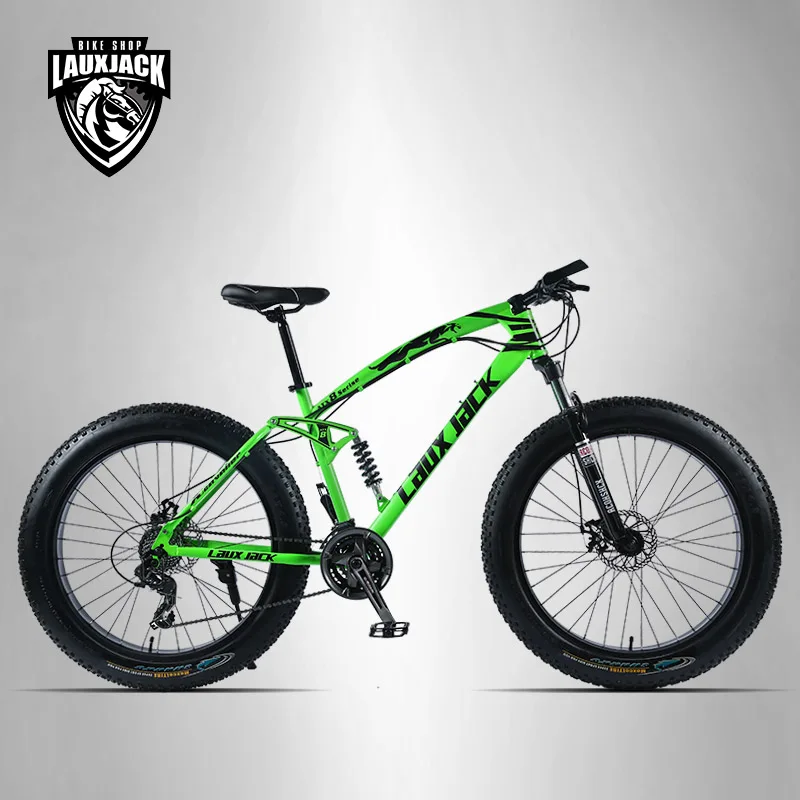 LAUXJACK Горный велосипед Фэтбайк 26&quot х 4.0 колеса SHIMANO 24 скорости двухподвесная