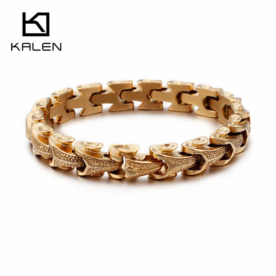 

KALEN Punk Stainless Steel Dragon Grain Wrap Bracelets For Men Biker Linking Chain Bracelet & Bangle 4 Colors Armband Jewelry