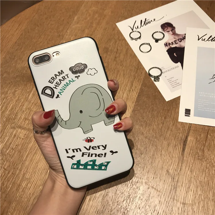  BIGCHEN Giraffe Elefant Fall Für iPhone 6 6s 7 Plus Abdeckung Weichen Silikon Floral Schützen Abdec