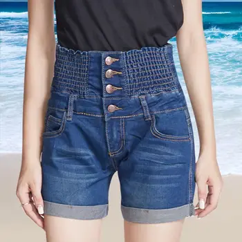 

High Waist Jeans Woman Shorts Korean Lady Of Quality Will Code Row Buckle Degree Of Tightness 2018 Summer New Pattern