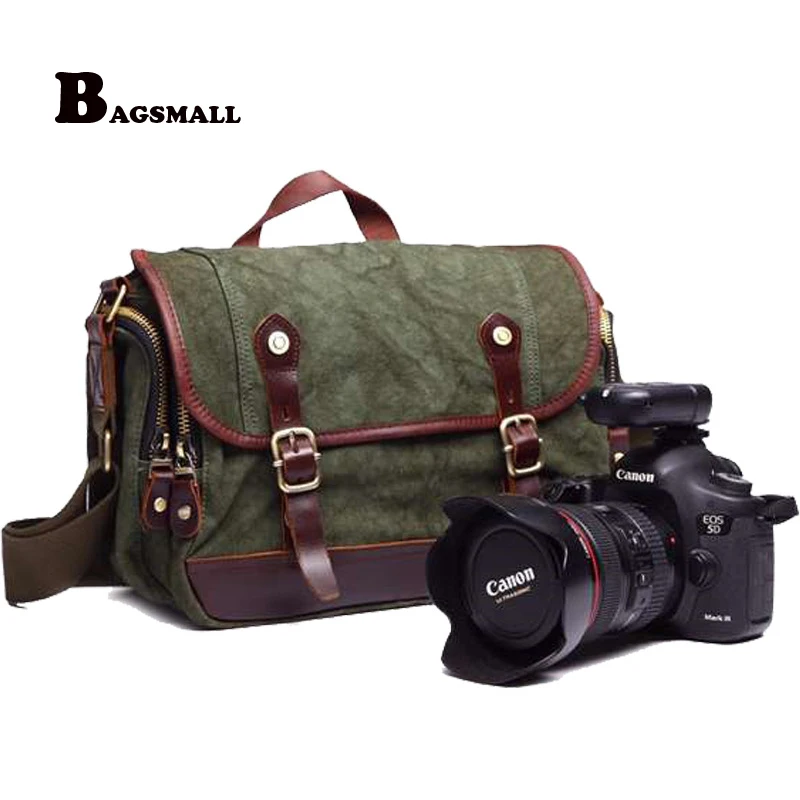 BAGSMALL Canvas Camera Bag For Canon DSLR 2 Lenses Casual Men's