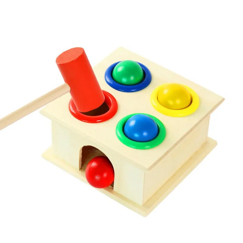 MOTOHOOD 11118 cm Baby Intelligence Building Blocks Toys Wooden Ball Hammer Toys Early Learning Kids Colorful Hammering  (3)