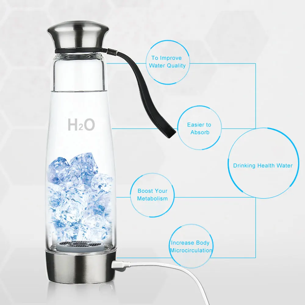 500 мл USB портативные бутылки для воды, богатый водородом, ионизатор воды, генератор, BPA-free, самоочищающаяся крышка, botella de agua