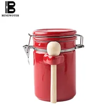 Креативные керамические контейнеры для чая герметичные канистры молоко накладные ногти кофейные бобы пищевая Бутылка Контейнер хранилище специй бутылка с Ложка Крышка