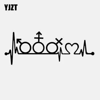 

YJZT 17.1CM*6.4CM Gay Transgender Lesbian Heartbeat Vinyl Black/Silver Car Sticker C22-1291