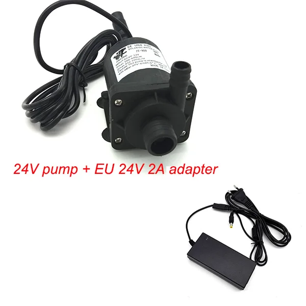 Солнечный DC 12 V 24 V циркуляционный насос горячей воды Бесщеточный Водяной насос моторный 1000L/H - Цвет: 24V pump and EU24V2A