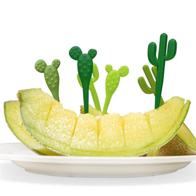 

FHEAL 6pcs/Set Fruit Fork Reusable Cactus Fruit Fork Pick Tableware Multiple Use Children Snack Cake Dessert Forks For Party