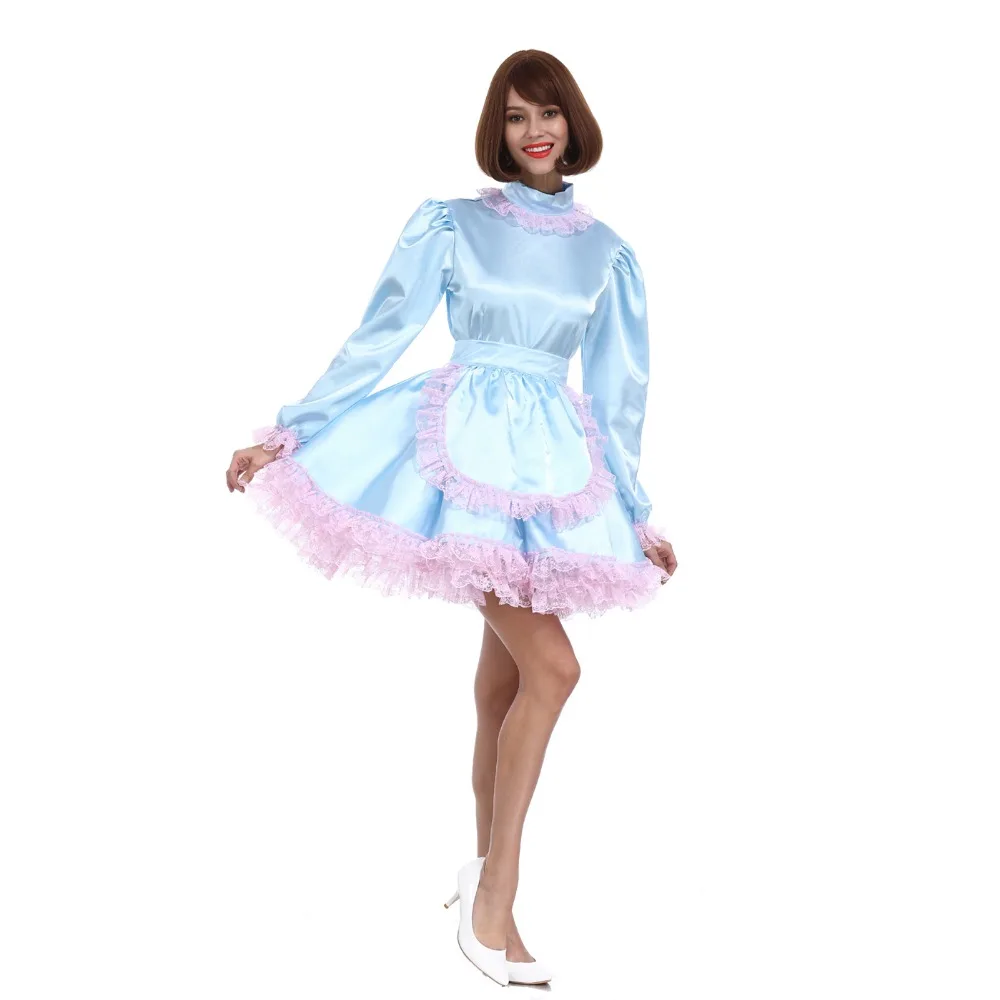 Платье для косплея голубое с замком|cosplay costume|lockable dresscosplay maid costume |