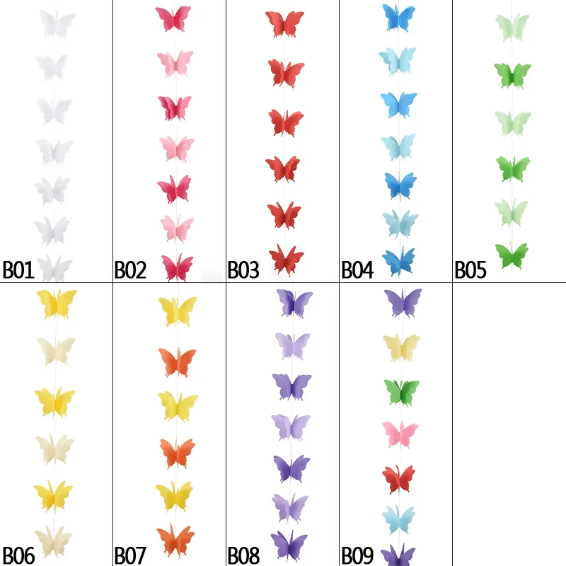 Романтическая красочная бумага 3D гирлянда из бабочек Свадьба День Рождения Вечеринка Детская душевая комната торговый центр украшение Витрины Магазина