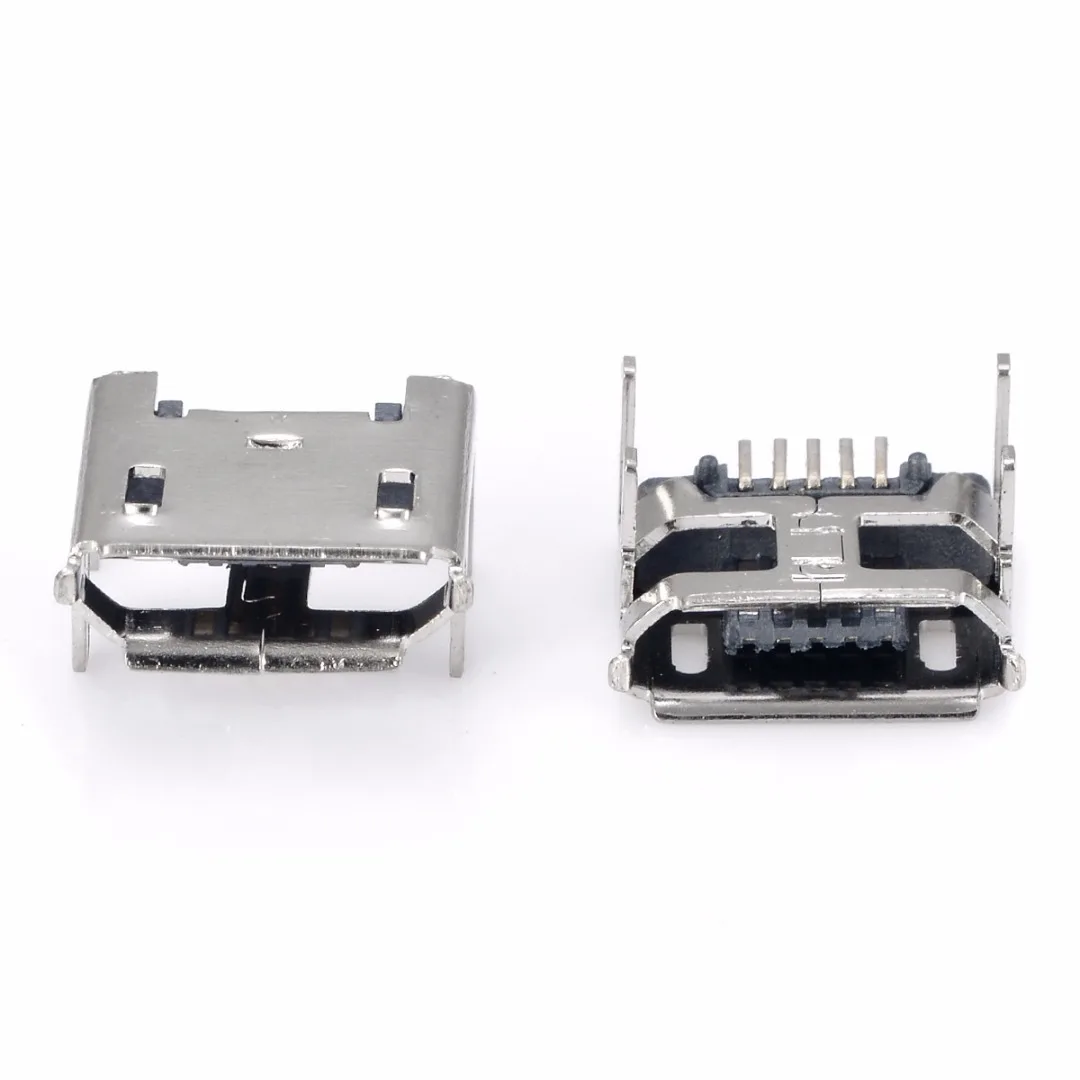 

10Pcs 5pin Micro USB Female Socket Type B 4 Vertical Legs Soldering Connectors For Mobile Phone
