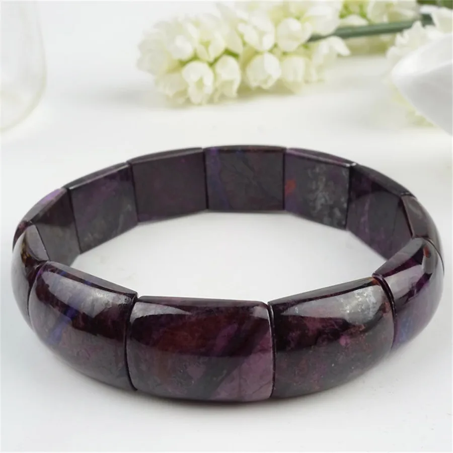 

South African Genuine Purple Natural Sugilite Bracelets For Women Rectangle Beads Jewelry Charm Stretch Bracelet