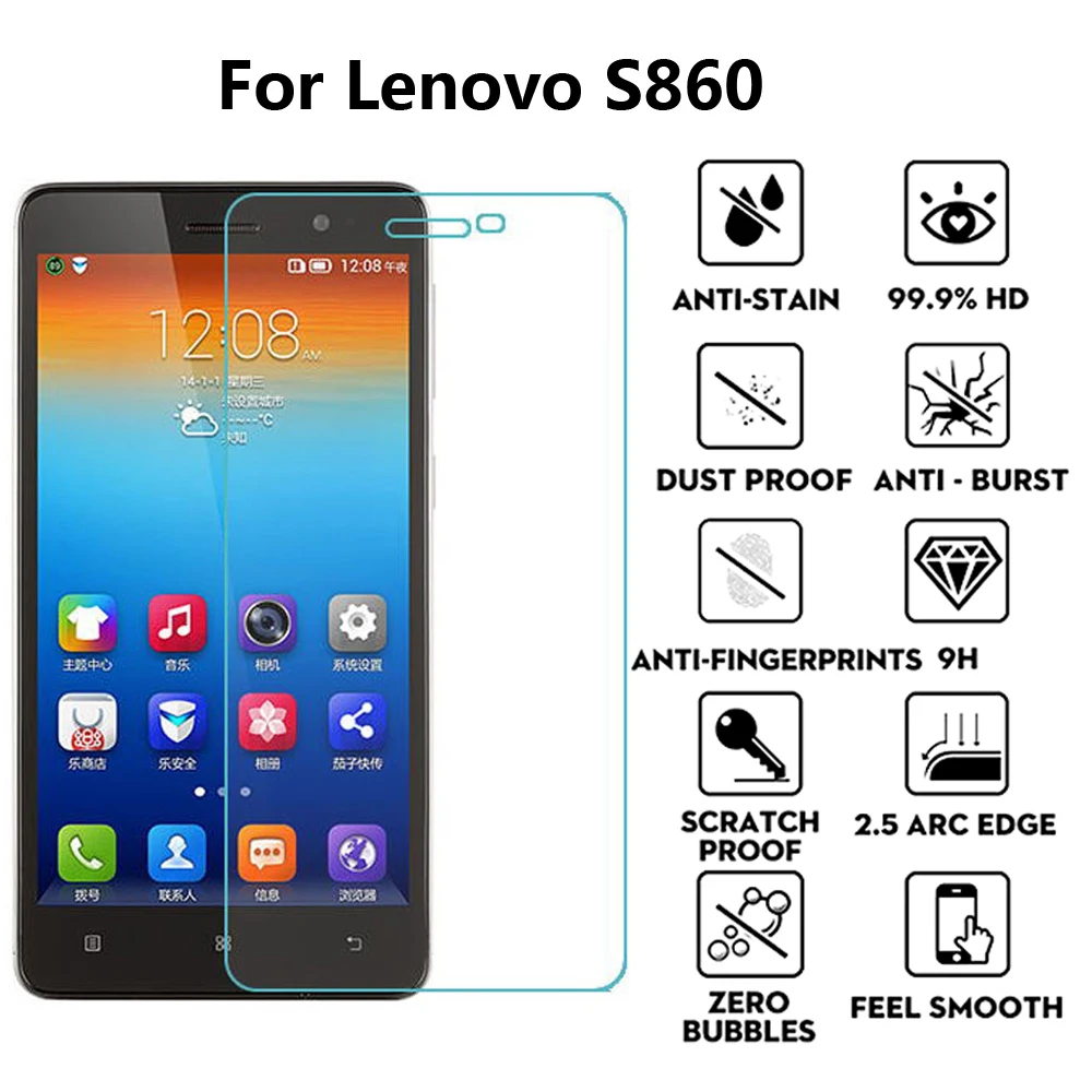 

2Pcs For Lenovo S860 S 860 S860e Dual Sim Tempered Glass Screen Protector Ultra Thin Premium Explosion-proof Screen Glass Film