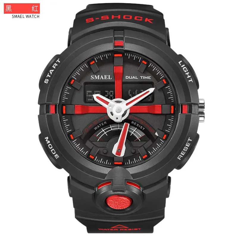 Для мужчин s часы лучший бренд класса люкс новые модные повседневные кварцевые часы для мужчин спортивные S ударопрочные цифровые наручные часы Relogio Masculino - Цвет: Black Red