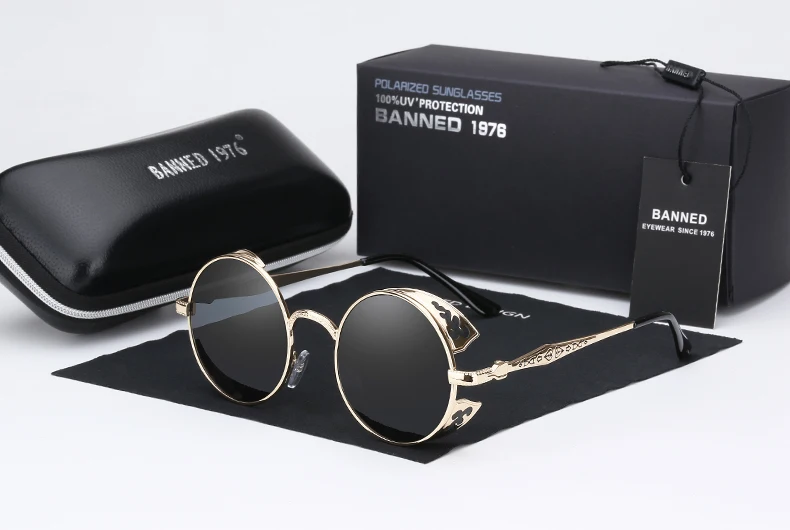 HD поляризованные круглые металлические круглые панк стимпанк Солнцезащитные очки для мужчин wo мужские солнцезащитные очки с покрытием oculos de sol Ретро masculino