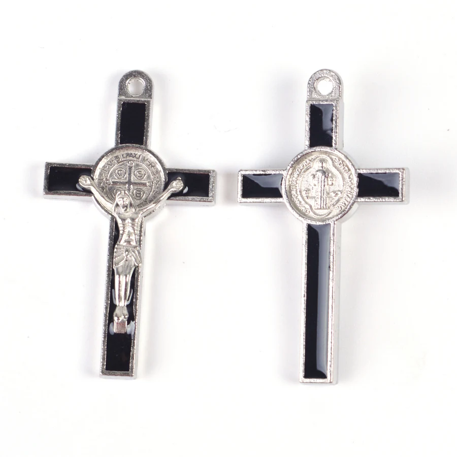 

Free Shipping Black St Benedict Crucifix Cross Pendant Used in Rosary Necklace Thress Size